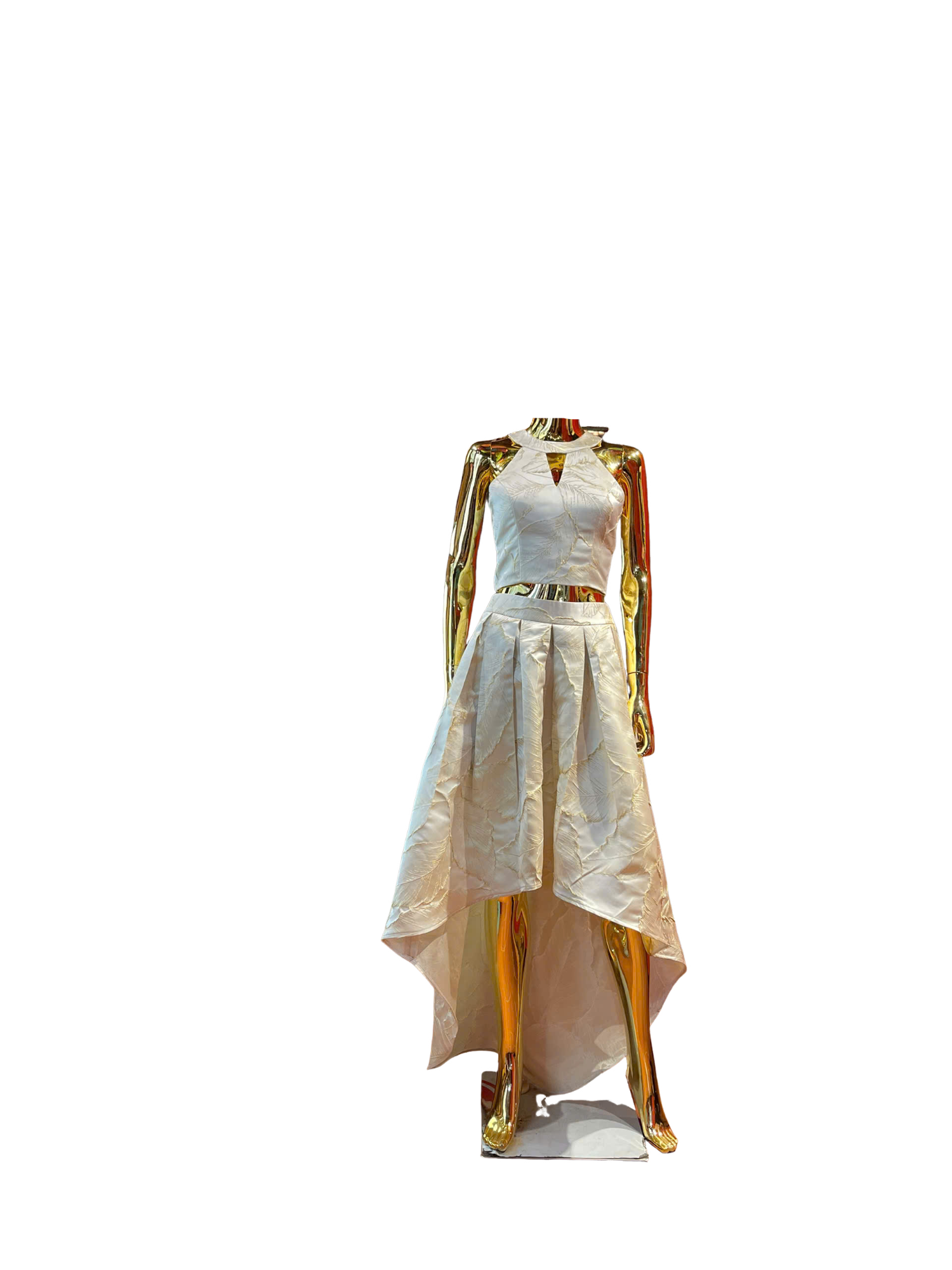 brocade white party dress