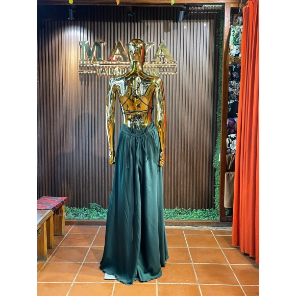 Emerald V-Neck A-Line Gown