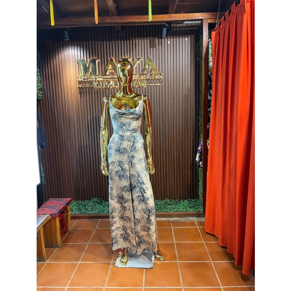 Silk Toile Cowl Dress – Misty Blue